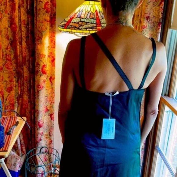 Helmut Lang Satin paneled velvet dress forest green size 4 - Picture 6 of 12